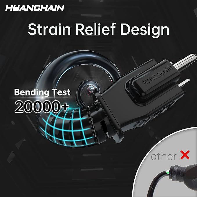 HUANCHAIN Indoor Outdoor Black Extension Cord, 50 ft 16/3 Gauge 2 Pack, Flame Retardant, Flexible 3 Prong Electric Cord, 13A 1625W 16AWG SJTW, Outdoor Waterproof Cord, ETL