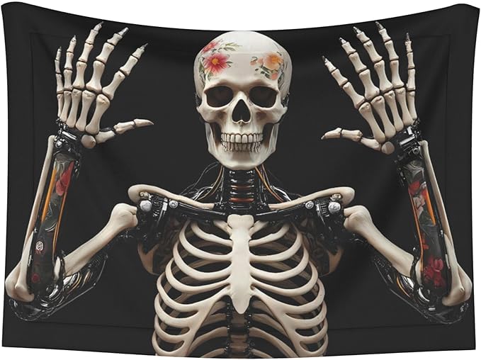 Waterproof Dog Blanket Soft Pet Blanket for Puppy Cat, Fleece Cat Throw Blankets for Furniture Bed Couch Sofa Reversible - Cyber Skeleton with Tattoos