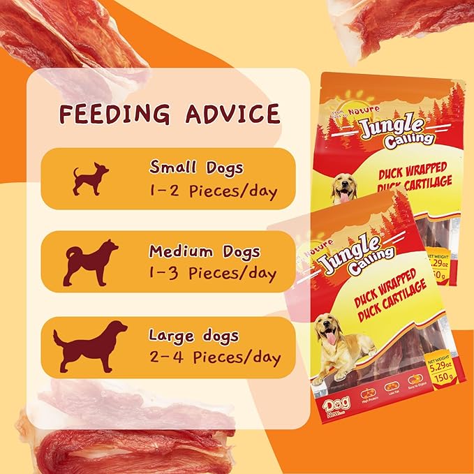Jungle Calling 21 Count Duck Wrapped Bones Dog Treats, Made with Real Meat & Cartilage, Rawhide Free Dogs Snacks,Healthy, Easily Digestible, and High Protein Chews Bone Treat