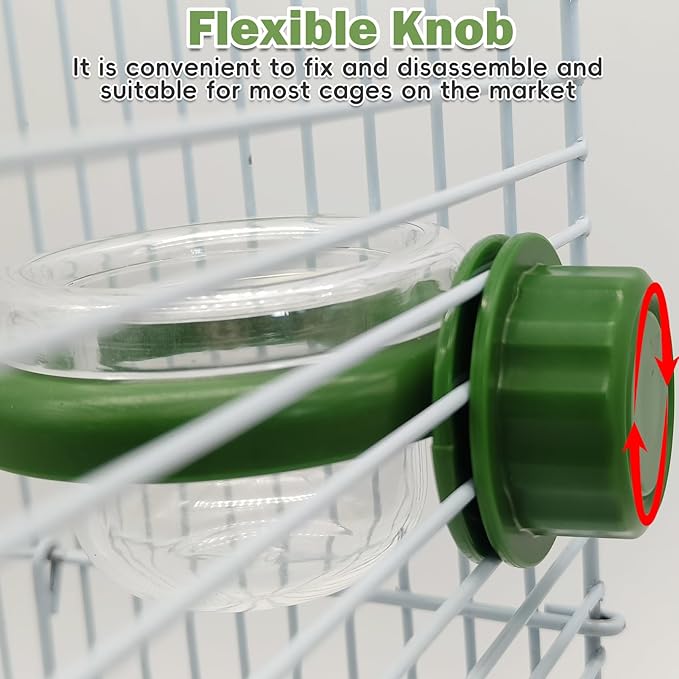 PINVNBY 4 PCS Birds Cage Feeders with Clamp, Transparency Feeding Dish Cups Easy to Install Bird Bowls Small-Sized Detachable Parakeet Feeder for Finches Lovebirds（Green）