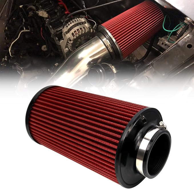 RYANSTAR RACING 76mm 3" High Flow Round Tapered Cone Cool Air Filter Cleaner