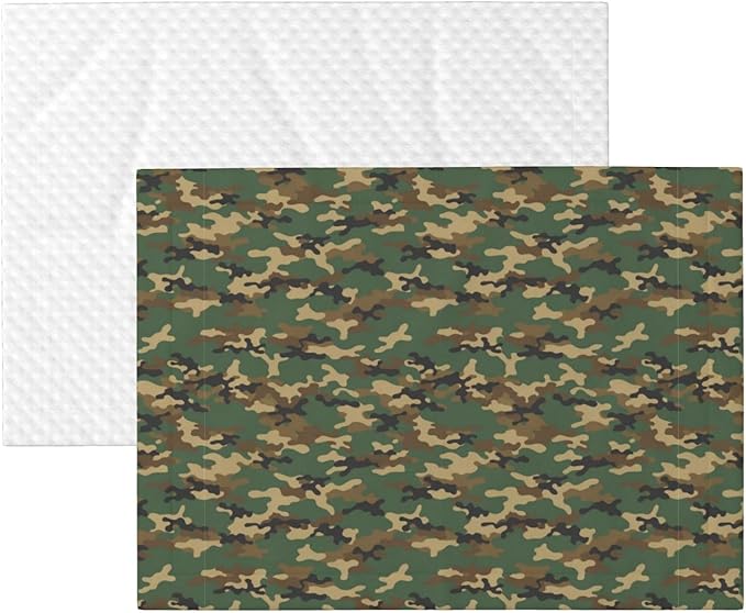 Two Sided Plush Pet Blanket for Warmth Comfort, Green Camouflage Army Camo, Reversible Throw with Cozy Nubby Side for Chilly Nights Napping Spots Around House