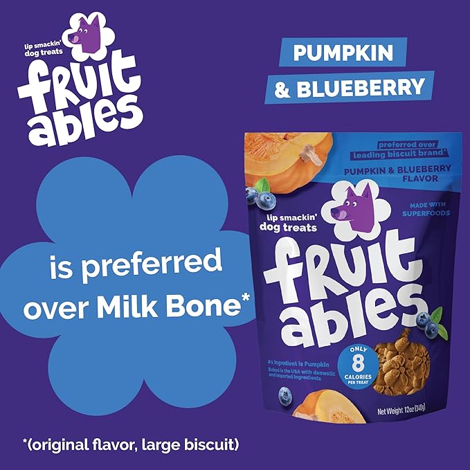 Fruitables Baked Crunchy Pumpkin Dog Treats, 7oz, Variety Pack of 4