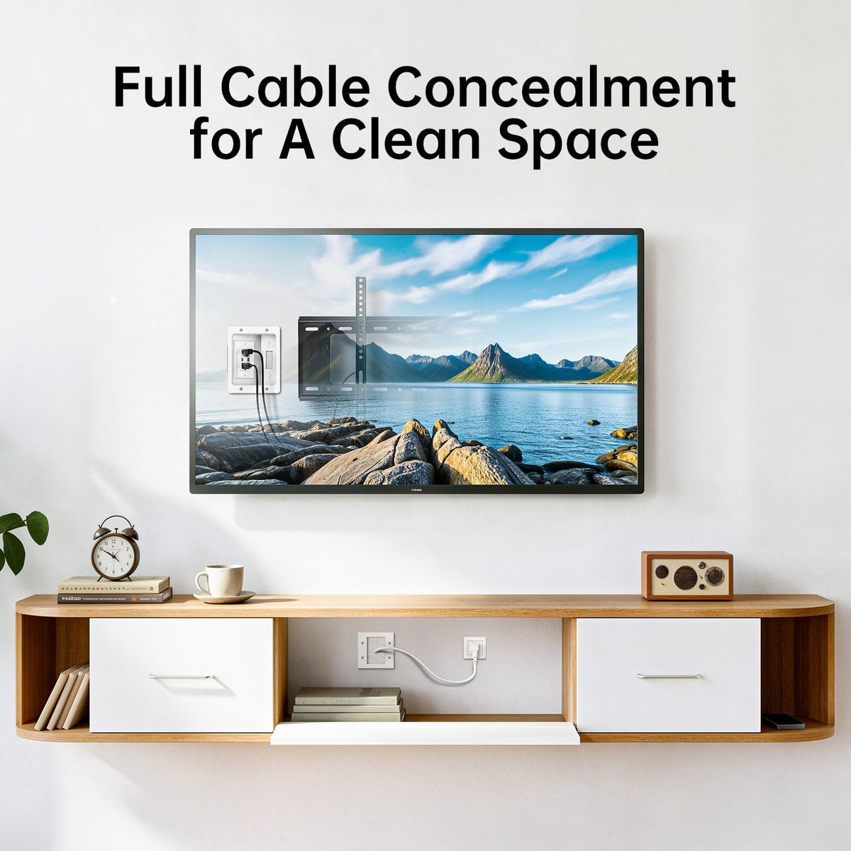 in Wall Cable Management Kit with Recessed Power Outlet for Home Theater