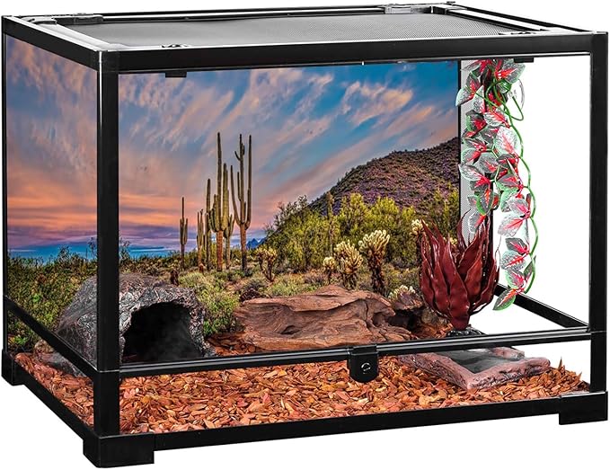 AWERT 36x24 inches Terrarium Background Blue Sky Cloud Huge Cactus Oasis Gobi Reptile Habitat Background Vinyl
