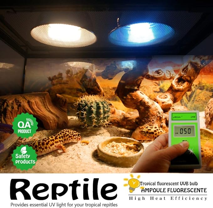 UVA UVB Light Reptile Bulb 10.0 26W Desert Reptile UVB Light Bulb for Bearded Dragon, Lizard, Tortoise, Snake, Gecko,Compact Fluorescent Terrarium Lamp with UV Tester Card