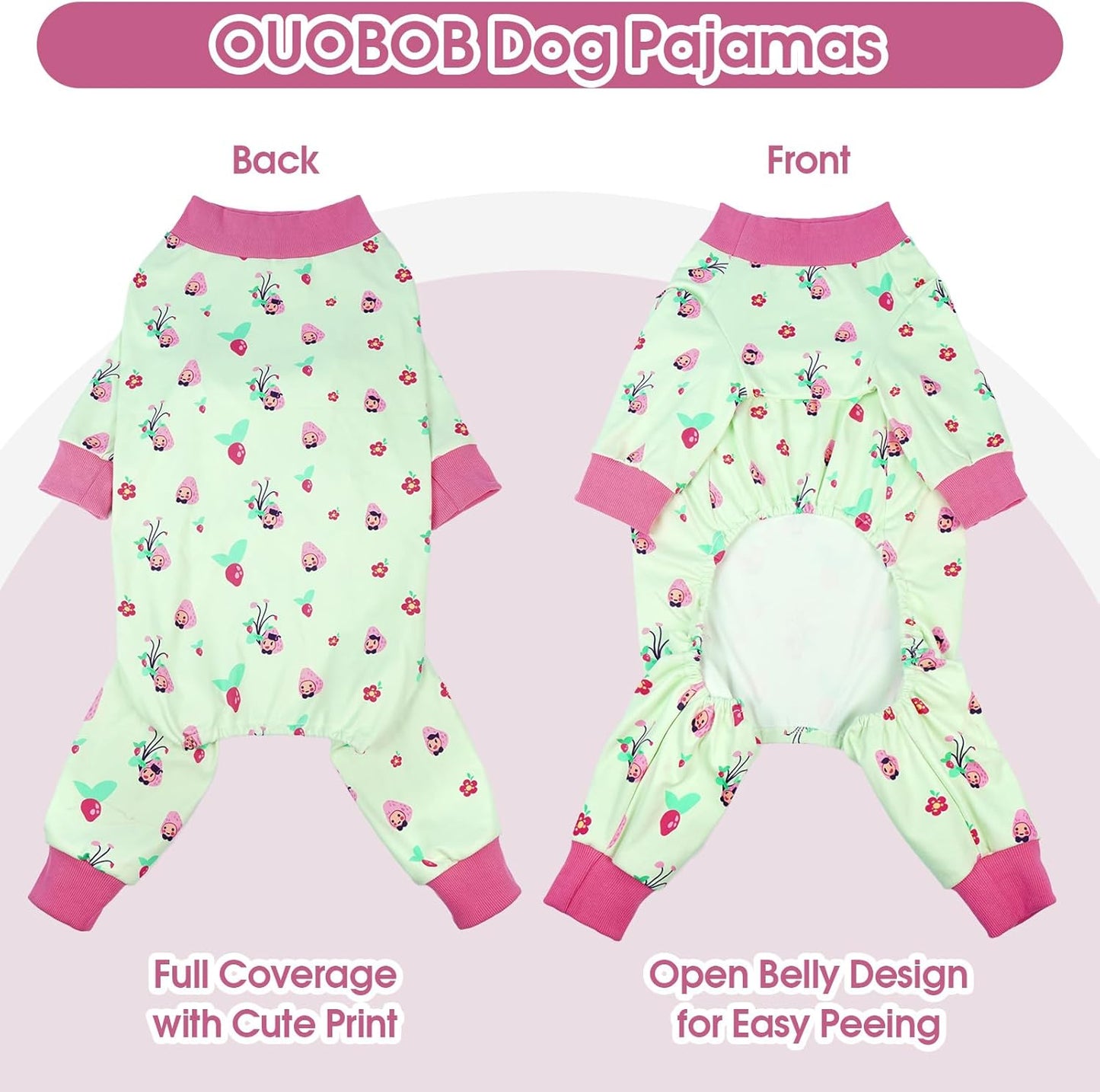 4-Legged Dog Pajamas for Medium & Large Dogs - Soft Cotton Dog Pjs Onesie with 4-Way Stretch, Cozy Breathable Pet Sleepwear for Cold Weather & Indoor Lounging - Green 3XL