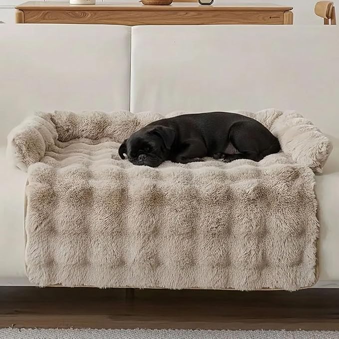Cloud Pet Sofa Bed, Ultimate Comfort Warm Couch Cover with Fluffy Plush, Anti-Slip Machine Washable Pet Bed Easy to Maintain for Furniture Protector (Coffee(29.5 * 29.5in))