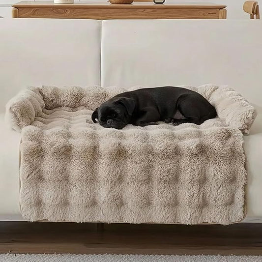 Cloud Pet Sofa Bed, Ultimate Comfort Warm Couch Cover with Fluffy Plush, Anti-Slip Machine Washable Pet Bed Easy to Maintain for Furniture Protector (Coffee(29.5 * 29.5in))