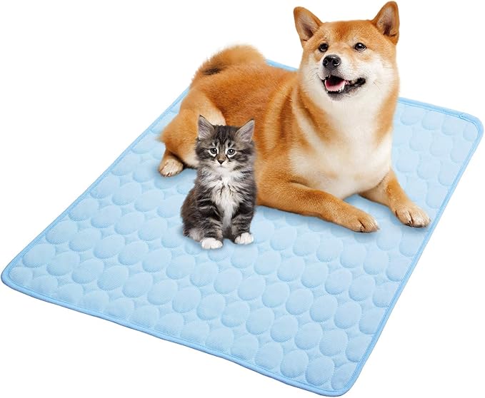 SHEJIZE Dog Cooling Mat Dog Cooling Pad Self Cooling Blanket, Washable Cooling Mat for Dogs, Pet Cooling Mat Keeps Pets Cool in Summer Heat, Resuable Fabric Cooling Mat (Blue, 15x20inch)