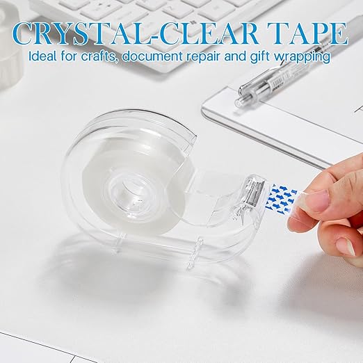 12 Rolls Clear Tape, Transparent Tape Refills for Dispenser, 1 Inch Core, 3/4 x 1000 Inches, Strong Adhesive for Gift Wrapping, Office, School, Home, Desk Supplies & Crafts