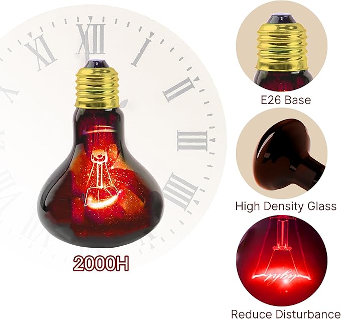 75W UVA Infrared Heat Lamp Bulb, Red Basking Spot Light for Lizard, Leopard Gecko, Turtle, and Chicks, High-Performance Red Heat Emitter for Reptile Tanks, Chicken Brooders & Terrariums