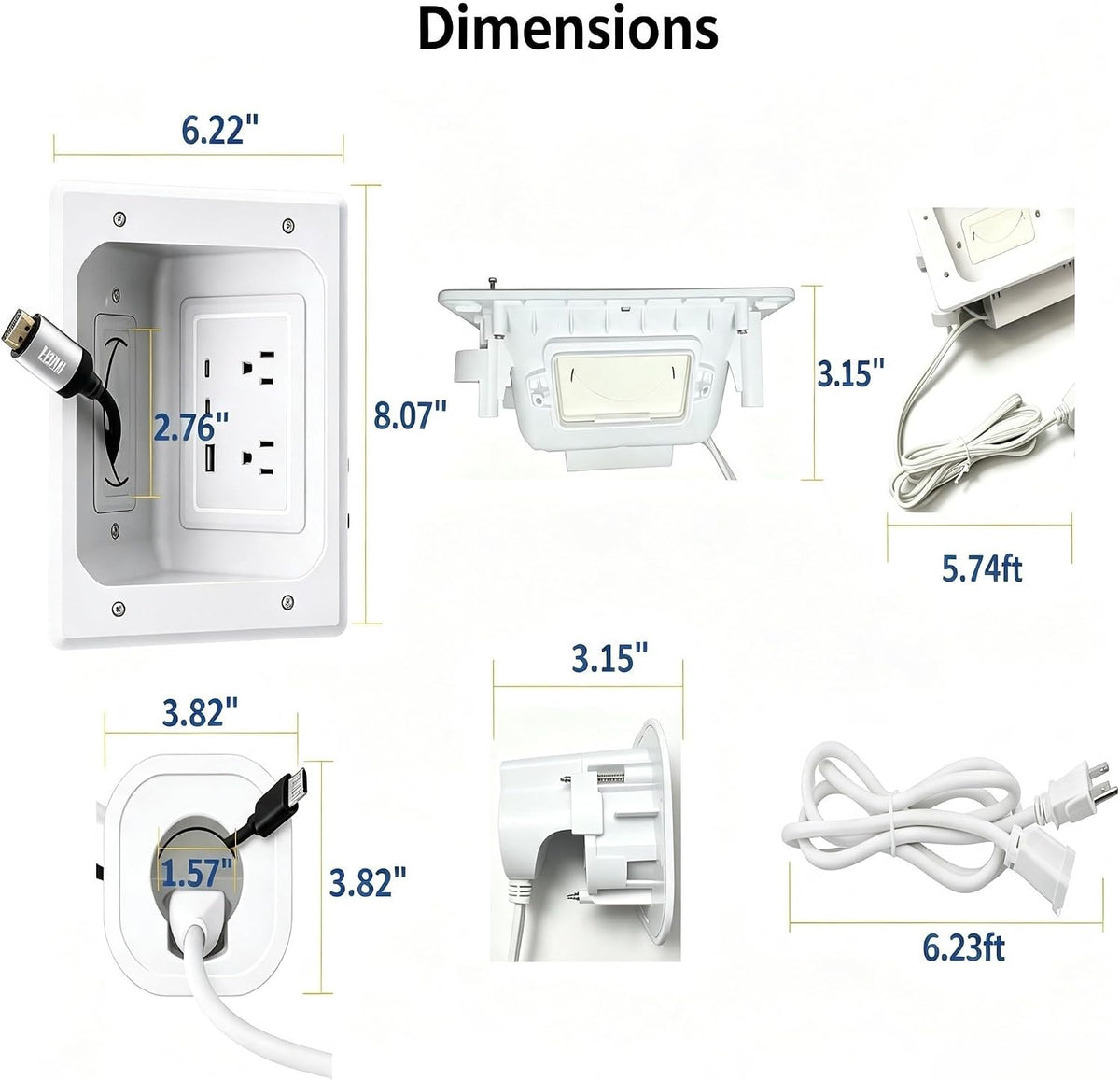 in Wall Cable Management Kit TV Cable Hider Wall Kit Recessed TV Outlet Box