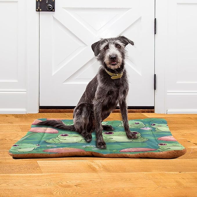xigua Cute Frogs Dog Bed Cat Bed Washable Comfortable Pet Bed Ultra Soft Non-Slip Calming Kennel Pad for Small Medium Large Dogs Cats,18 x 24 Inch