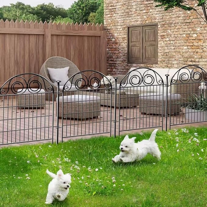 Tall Garden Animal Barrier Fence with Gate, 36 in(H)×30.6 Ft(L) 14 Panels Dog Digging Fence Barrier, Black Heavy Duty Metal Temporary Fences, Reusable Defense Fencing for Outdoor Yard│Patented