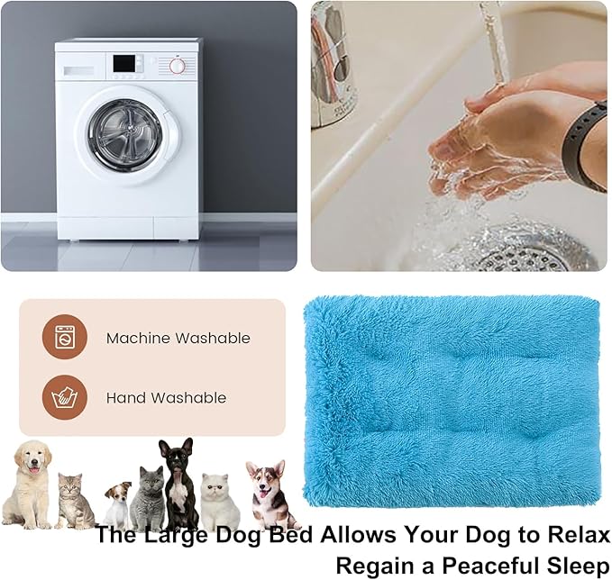 Dog Crate Mat, Dog Bed for Large Dogs, Comfy Fluffy Kennel Pad Anti-Slip for Dog beds & Furniture, Quilted Dog Bed for Pets for Medium/Small Dogs Cats (Color : Blue, Size : 43x29)