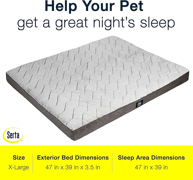 Serta Orthopedic Quilted Pillow Top Dog Bed for Pets – Slate Gray (X-Large)