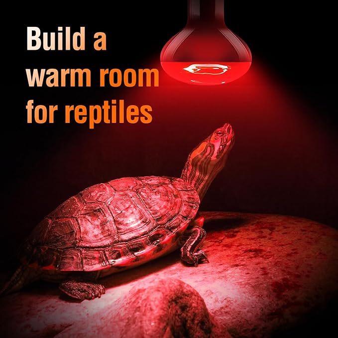 Leoterra 50w Reptile Basking Light Red Infrared Night Heat Lamp （Combo Pack） for Reptile Tanks,Reptiles,Turtle,Bearded Dargon,Lizard,Snakes Use Heat Bulb