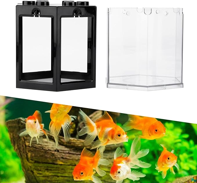 Zerodis Betta Aquarium Starter Kits, Small Aquarium Fish No Clean Corners Crystal-Clear for Fish-Loving Kids Betta Lovers for Home Office Decoration(Black)