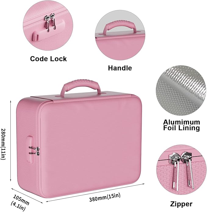 DocSafe 5200°F Document Organizer with Lock,Upgraded Heat Insulated Fireproof＆Waterproof Box 8 Layers File Organizer,Portable Home Travel Safe Storage for Important Documents, Files,Pink (Soft)
