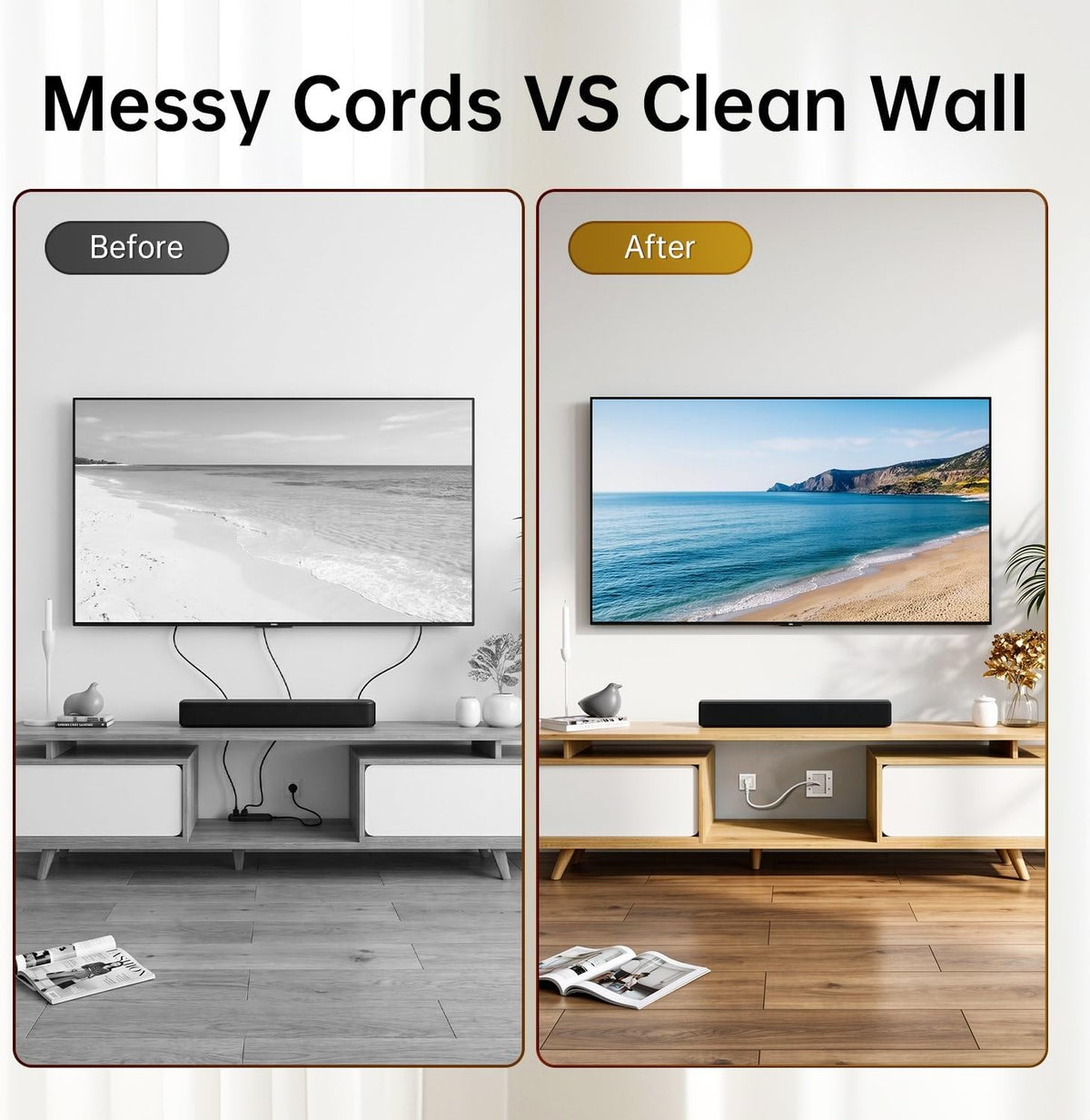 in Wall Cable Management Kit with Recessed Power Outlet for Home Theater
