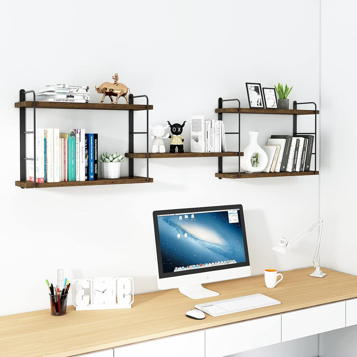 MXCSE Shelves on Wall, Floating Bookshelves, Shelves for Room Wall (Brown)