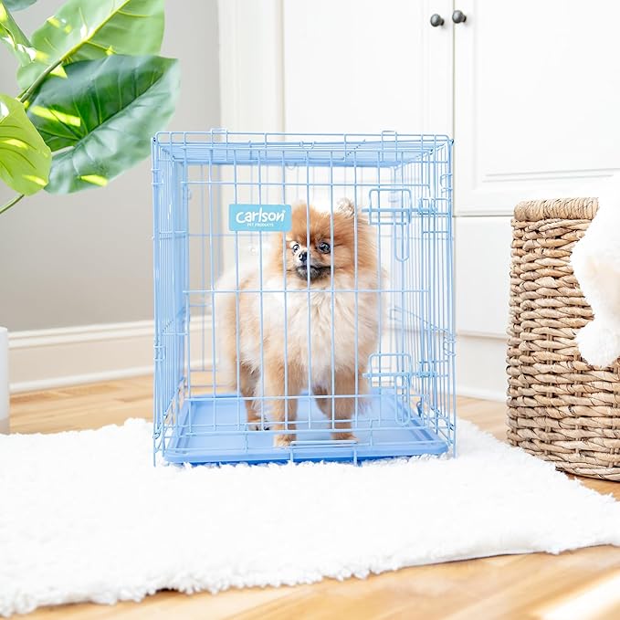 Carlson Blue Secure and Compact Single Door Metal Dog Crate, Small