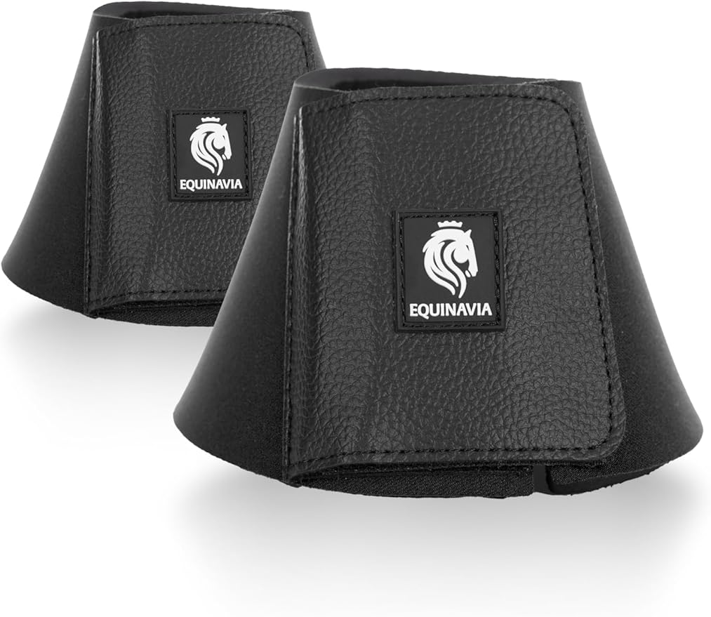Equinavia Toki Bell Boots for Horses | Neoprene Overreach Boots - Black - XL