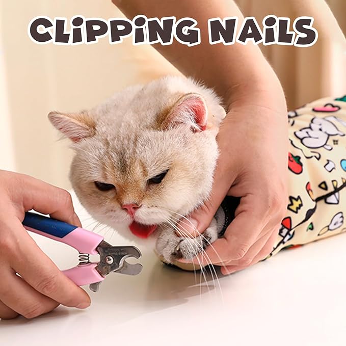 Cat Grooming Wrap, Self-Adherent Soft Cat Blanket to Wrap, Nail Clipping, Anti-Bite, Anti-Scratch, Anti-Escape Calming Wrap (Space, 10-13 lbs)