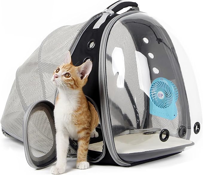 halinfer Cat Bubble Backpack with Fan, Fit up to 12 lbs, Space Capsule Astronaut Clear Window Pet Travel Carrier Backpack for Cat and Small Puppy