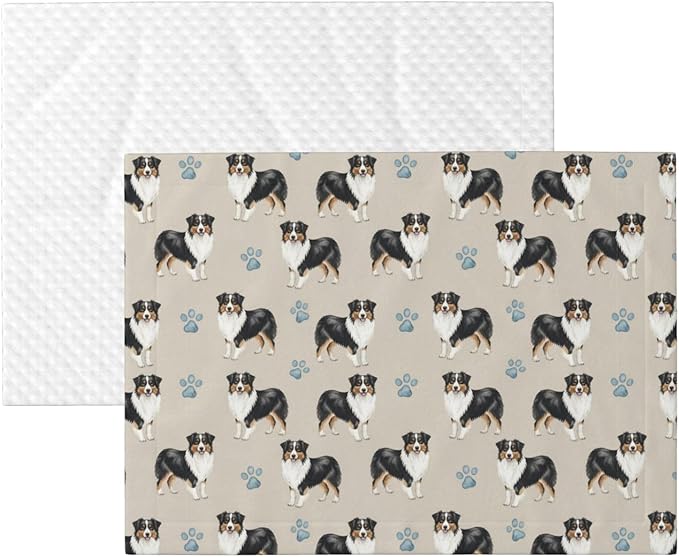 Pet Blanket for Indoor Outdoor Use, Australian Shepherd, Two Sided Reversible Plush Mat with Bumpy Dot Texture for Patios Crates Portable Bed Companion
