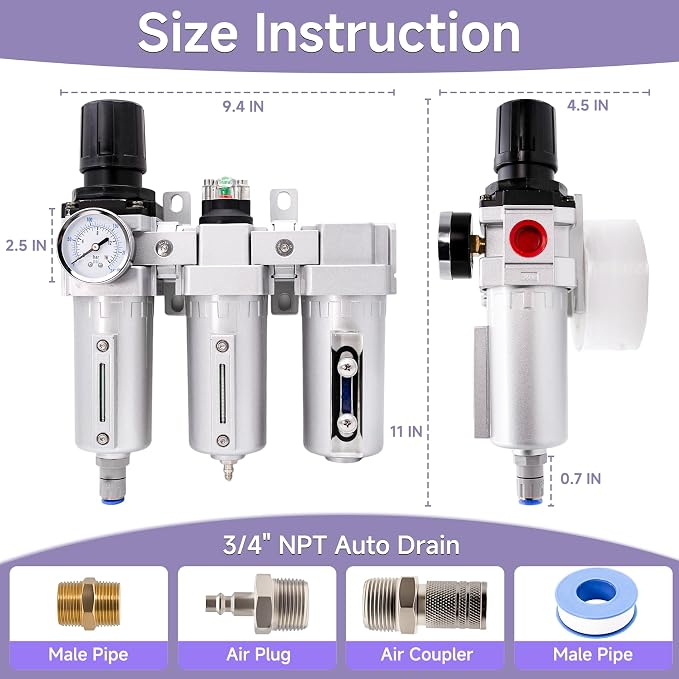 3/4" NPT Industrial Grade Auto Drain Air Dryer