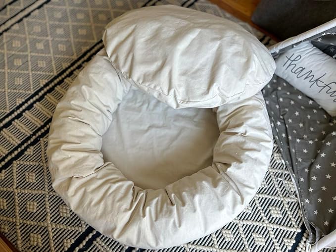 Organic Cotton Canvas Dog Bed: Removable Cover, Natural Fill - Made in USA (Natural, XX Large 50" x 8" inches)