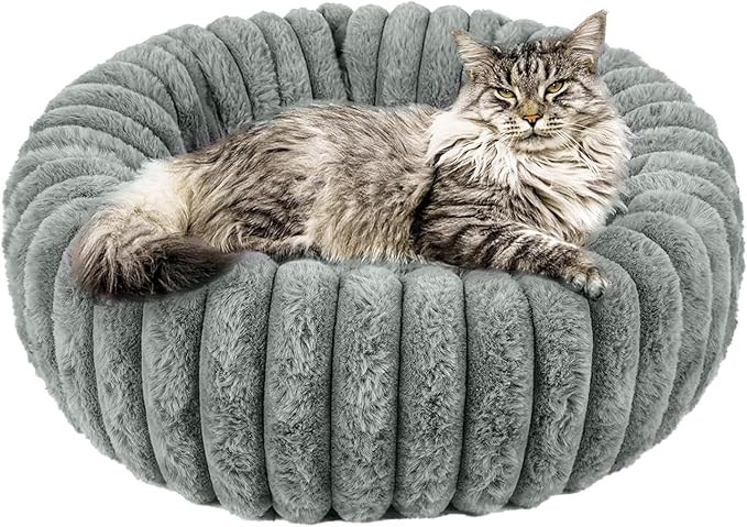 Cat Donut Bed | Cozy Warm Washable Dog Bed,Plush Pet Cushion Non-Slip Pet Furniture for Apartment Travel Corner Home Bedroom Outdoor Offices Indoor Floor Balcony