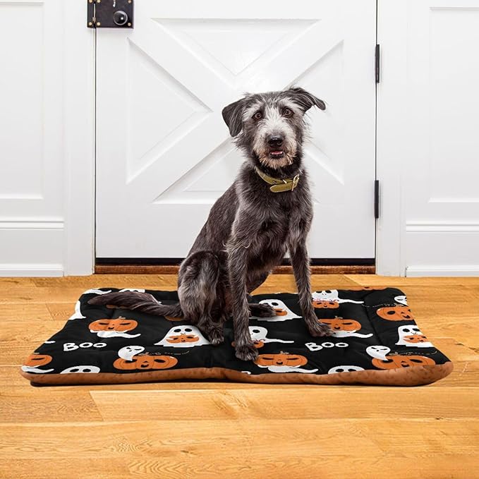 Pet Bed Halloween Ghost Boo Pumpkin Dog Bed Mat Absorbing Non Slip Pad Pet Sleeping Mat for Small, Medium, and Large Dogs Puppy Cat 36 in x 24 in