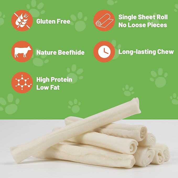 MON2SUN Dog Rawhide Rolls Twist Sticks 6.5 Inch Chew Treats Natural Flavor 60 Count for Puppy and Small Dogs