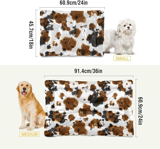 Cow Print Tie Dye Pet Bed Cute Dog Bed Mat Absorbing Non Slip Pad Pet Sleeping Mat for Small, Medium, and Large Dogs Puppy Cat 24 in x 18 in
