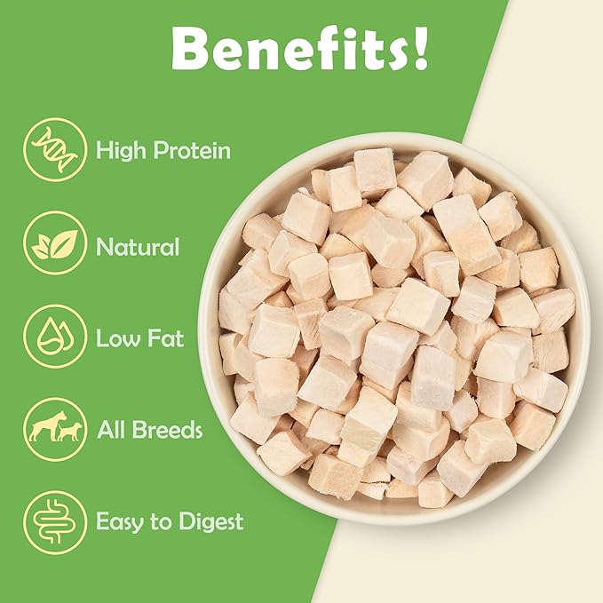 MON2SUN Freeze Dried Chicken Cat and Dog Treats, Single Ingredient Natural and Healthy Dog Snacks, High Protein Training Treats & Food Topper, 6oz