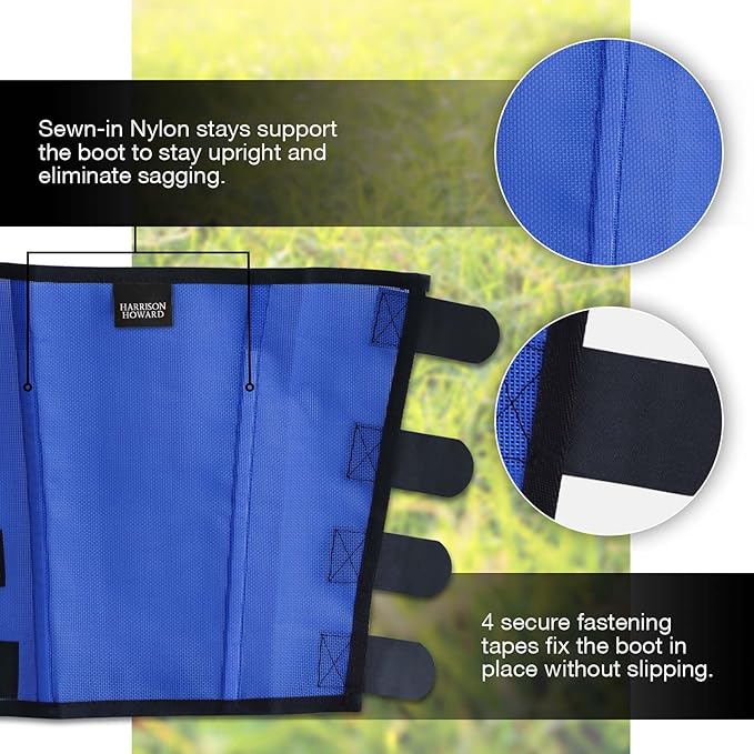 Harrison Howard Loose-Fitting Horse Fly Leggings Breathable, Tear-Resistant Fine Mesh Leg Guards Stay-on Comfortable Fly Boots (Set of 4) Blue Yearling
