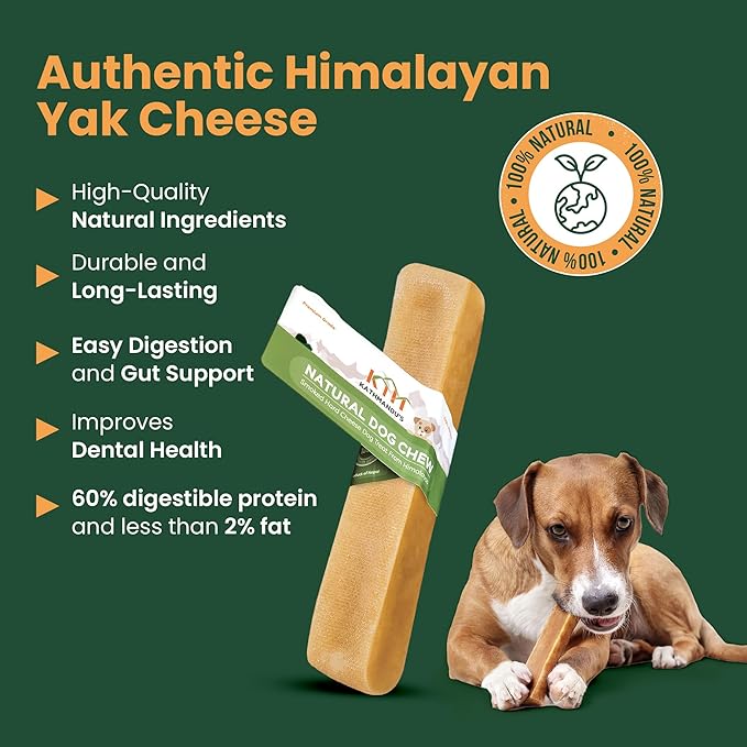 Authentic Himalayan Yak Cheese for Dogs - XLarge (Pack of 6) - Sourced from Pristine Himalayan Foothill, Rawhide-Free, NO preservatives