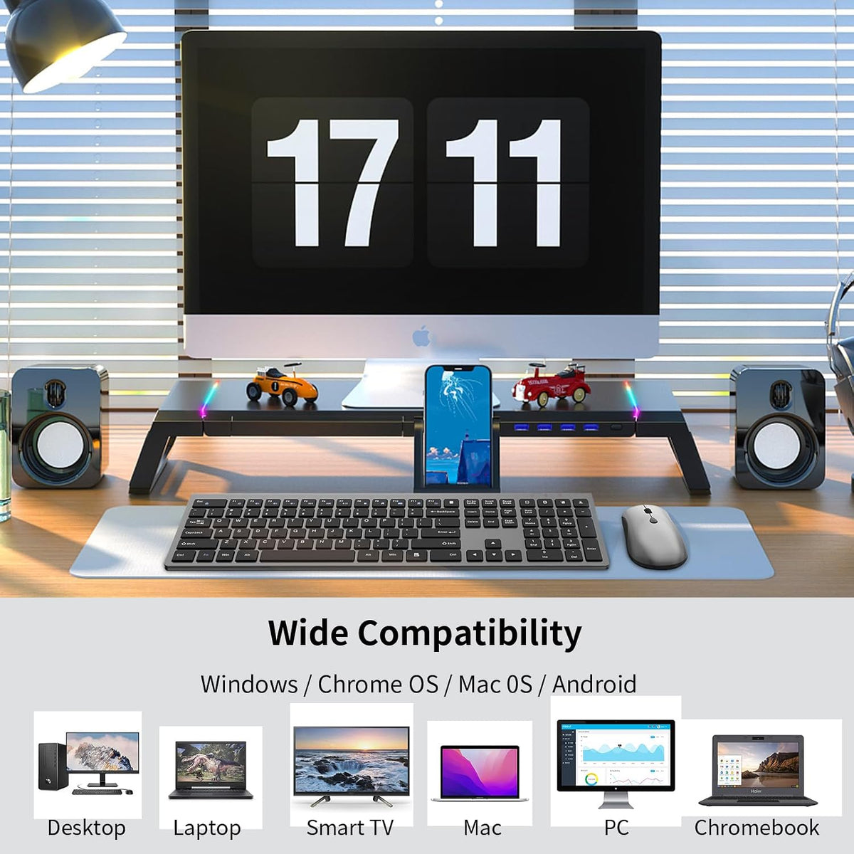 Slim Silent Full Size Wireless Keyboard Mouse Combo Space Grey
