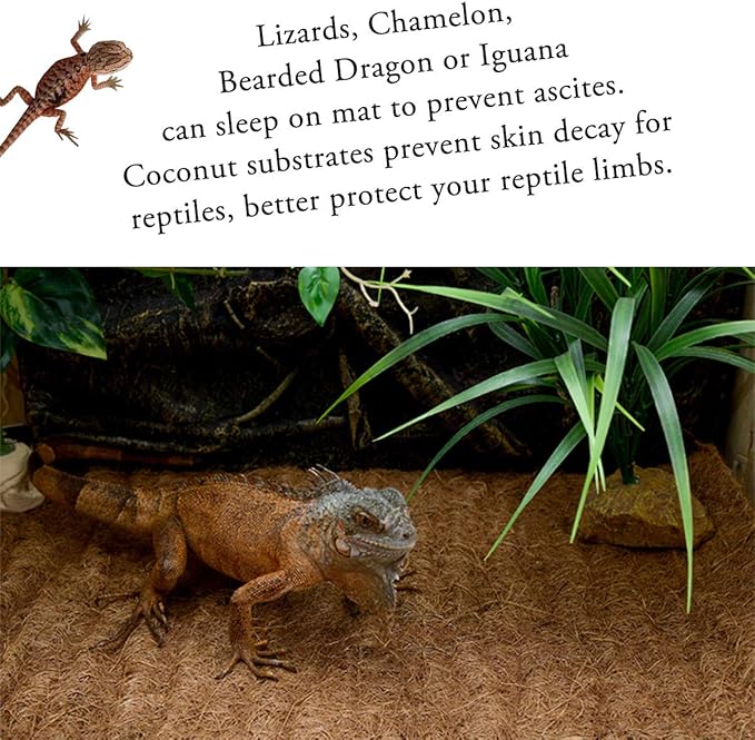 Reptile Carpet Natural Coconut Fiber, 36" x 18" Tortoise Carpet Mat for Pet Terrarium Liner, Reptile Bedding Supplies for Lizard, Snake, Chameleon, Turtle, Bearded Dragon