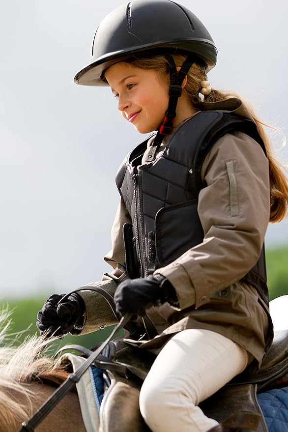 SANTINY Girls Horse Riding Pants with Zipper Pockets Kids Stretchy Equestrian Breeches Knee-Patch Youth Schooling Tights