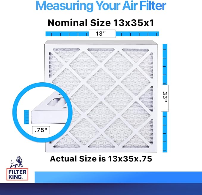 Filter King 13x35x1 Air Filter | 4-PACK | MERV 8 HVAC Pleated A/C Furnace