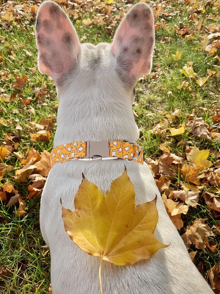 Lionet Paws Halloween Dog Collar with Bowtie - Cute Cotton Adjustable Fall Bowtie Dog Collar with Metal Buckle for Small Medium Large Dog Girl Boy Gift, XL, Neck 16-26in