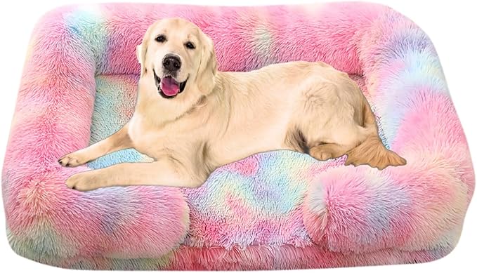 Dog Beds Large Sized dog Orthopedic, Sofa Dog Bed with Waterproof Lining and Nonskid Bottom, Rectangle Washable Dog Bed for Medium Small Dogs and Cats Comfortable ( Color : Pink , Size : 43 x 27" )