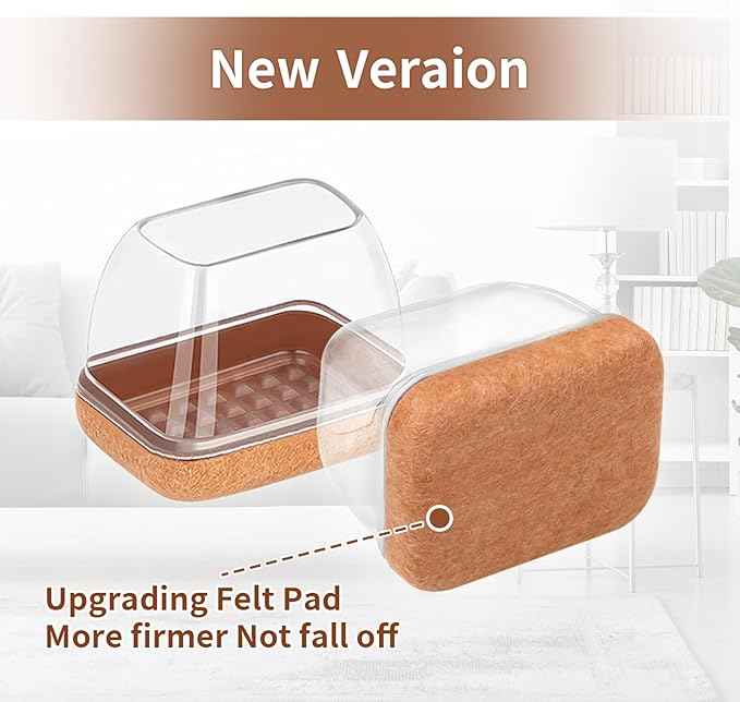 Ezprotekt 24 Pcs Rectangle Clear Felt Chair Leg Floor Protectors Caps