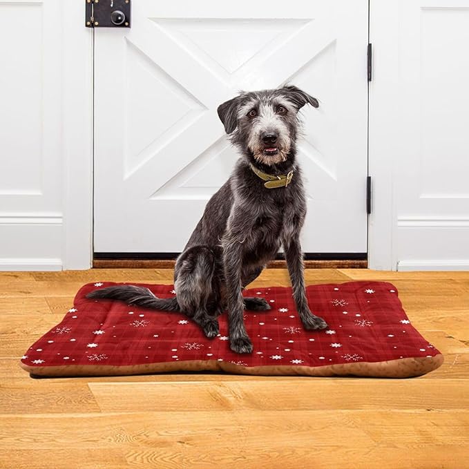 Pet Bed Red Buffalo Plaid Snowflake Christmas Dog Bed Mat Absorbing Non Slip Pad Pet Sleeping Mat for Small, Medium, and Large Dogs Puppy Cat 36 in x 24 in