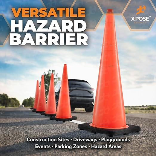 Xpose Safety 36 Inch Orange Traffic Cones Heavy Duty 12lb, Bulk Full Pallet 243-Pack - Multipurpose PVC Plastic Safety Cone for Parking, Soccer, Caution, Kids and Construction - DOT Approved
