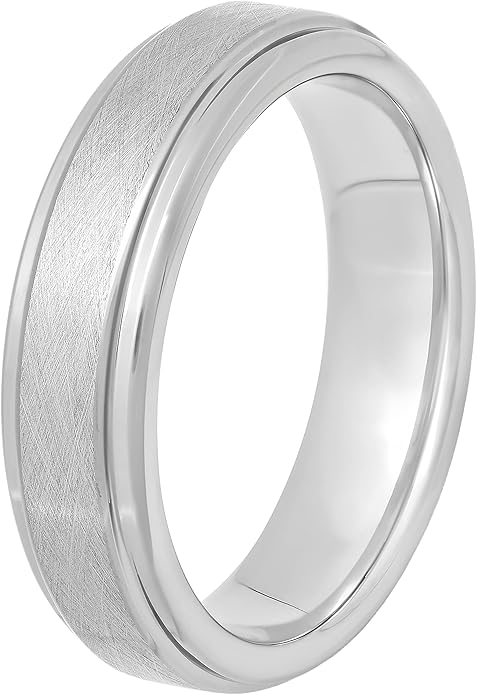 Men's 6mm Tantalum Carbide Contemporary Bands - Choice of Designs with Step Edges